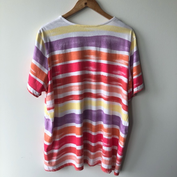 Blair Coloured Striped Embroidered Flower T Shirt - Picture 2 of 6
